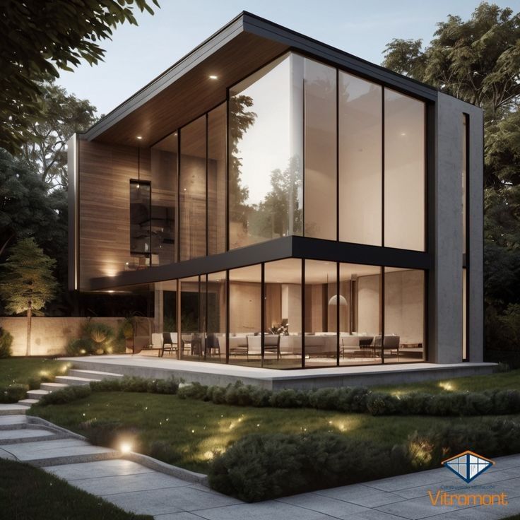 Vivienda moderna de gran superficie con amplios ventanales; ideal para moquette y alfombra fija en hogares y espacios premium